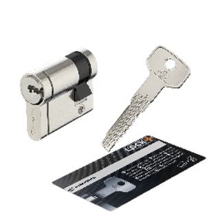 Cilindro In Ottone Stander 30+10mm, Finitura Nichel Satinato, 5 Chiavi Lunghe In Acciaio N 410006365