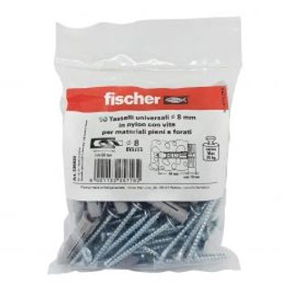 Tasselli 8 Mm Con 100 Viti Fischer, 50 Pezzi 410130076