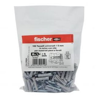 Tasselli 5mm Con 100 Viti Fischer, 100 Pezzi 410130074