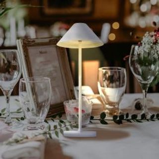 Lampada Da Tavolo Liberty Alluminio Bianco Led 3w Luce Calda A Batteria Con Touch Ip54 420007252