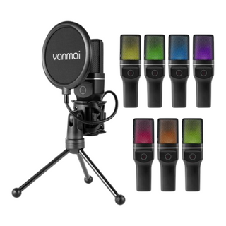Yanmai SF-777W Microphone De Haute Performance Sans fil 2,4 G Avec Lumière RGB Et Filet Anti-éruption ANC Batterie Longue Durée