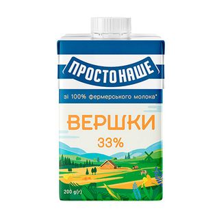 Вершки Простонаше Стерилізовані Т/б 33% 200г