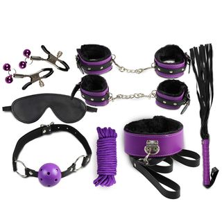 Kit Sado Secret Play (8 Pzs.) Morado Y Negro