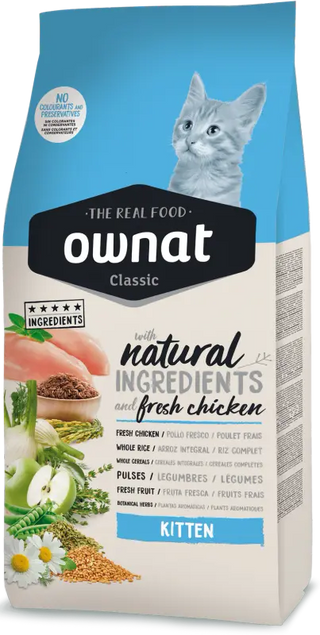 OWNAT Aliment Sec pour Chat CLASSIQUE KITTEN RICHE EN POULET 4kg