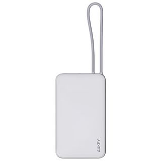 Aukey PB-Y53 15W 10000mAh Spark Sling Lite Slim Power Bank with Buit-in USB-C Cable White (163823)