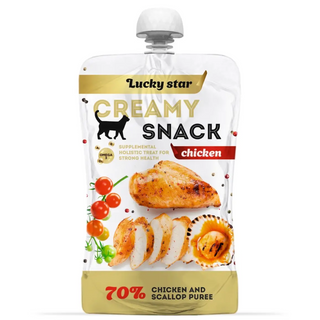 Ласощі Для Котів Lucky Star Пюре З М`яса Курки Та  Морських Гребінців 85 Г - [1203439]