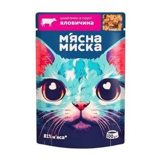 Корм Для Котів М`ясна Миска 100 Г В Соусі З Яловичиною - [1191659]