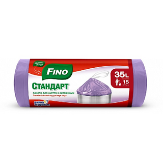 Пакети Для Сміття Fino 35 Л 15 Шт. Із Затягуванням Стандарт - [1202014]