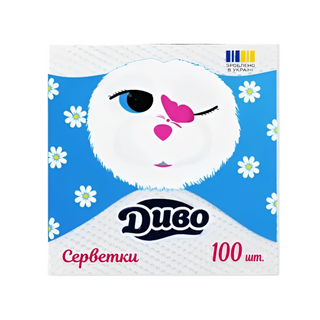 Серветки Паперові Диво 100 Шт. 33*33 См Білі - [1192742]