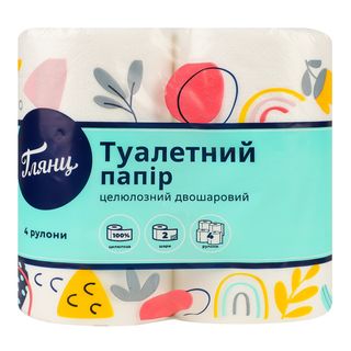 Папір Туал Білий 2-шар /4 Рул/ 1шт Глянц
