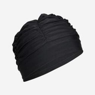 Gorro Natación Tela Negro Para Cabello Voluminoso . Negro