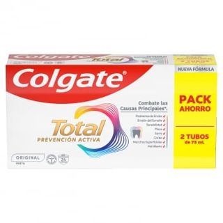 Dentífrico prevención activa Colgate Total pack de 2 unidades de 75 ml.