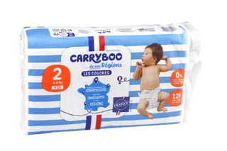 CARRYBOO COUCHES DE NOS REGIONS TAILLE 2 3-6KG BOITE DE 50 COUCHES