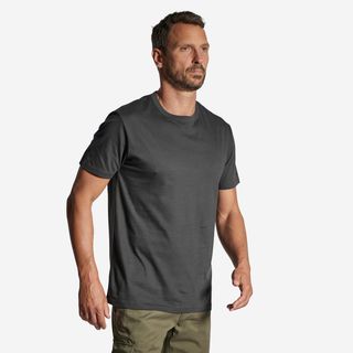 Camiseta Manga Corta Hombre Caza Solognac 100 Gris Algodon M Gris