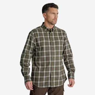 Camisa Manga Larga Hombre Caza Solognac 100 Verde Cuadros Xl Verde