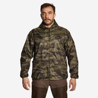 Chaqueta Chubasquero Caza Solognac 100 Hombre Camuflaje Impermeable Ligera Xl Verde
