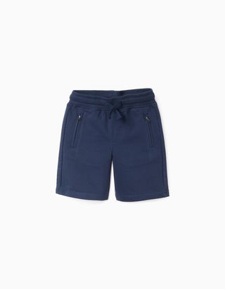 Calções Joggers com Bolsos de Zíper para Menino - Tamanho 7/8 Azul Escuro