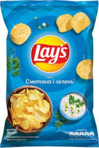 Чіпси Lays Сметана Та Зелень 120 Грам