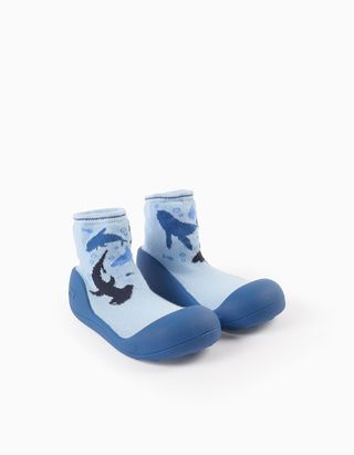 Steppies Meias-Pantufas para Bebé Menino 'Tubarões' - Tamanho 21,5