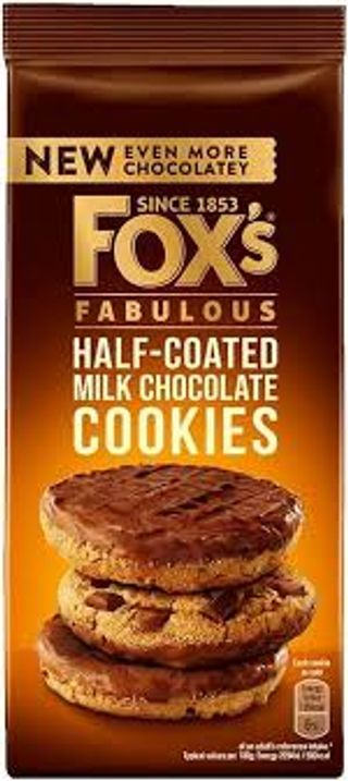 Fox's Fabulous Half-Coated Milk Chocolate Cookies, 180g