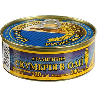 Скумбрія Рижское золото 240г атлантична в олії ж.б ключ