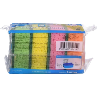 Губка Кухонна Єврогруп 4 Шт. Великопориста