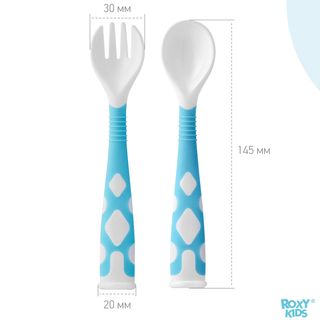 Roxy: Н-р гибких столовых приборов для малышей в пенале (ложка,вилка) мятный