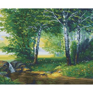 Алмазная мозаика ТРИ СОВЫ "Березовая роща", 40*50см.