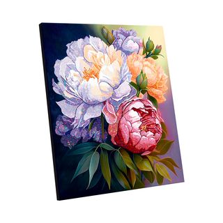 Картина по номерам с кристаллами из хрусталя (40х50) ЦВЕТУЩИЕ ЯРКИЕ ПИОНЫ (26 цветов)