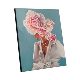 Картина по номерам с кристаллами из хрусталя (40х50) ПОРТРЕТ В ПИОНАХ (21 цвет)