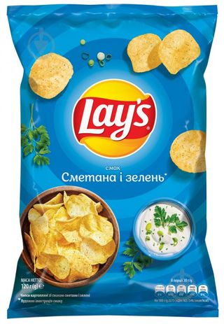 Чіпси Lays сметана та зелень 120 грам