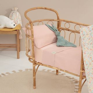 Sábana Algodón Orgánico Besto Rosa Empolvado Minicuna 50cm