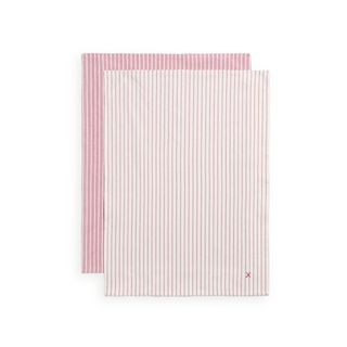 Set 2 Trapos Algodón Rayas Cocinar Rosa 50x70 cm