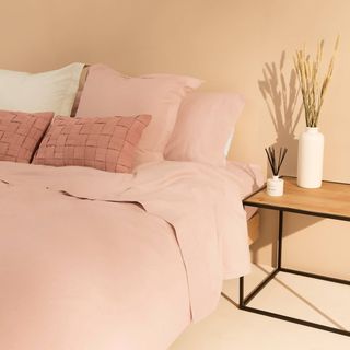 Sábana Lino Algodón Linlov Rosa cama 80-90cm