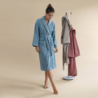 Albornoz Rizo Algodón Neptuno Azul Azulado S