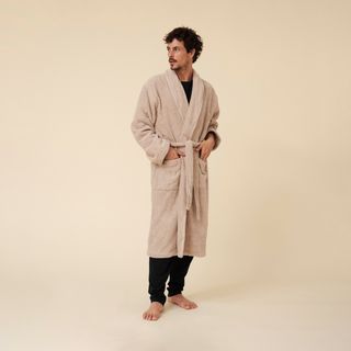 Albornoz De Rizo De Algodón Neptuno Gris Piedra S