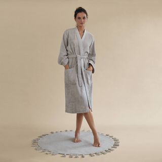 Albornoz Rizo Algodón Bambú Sublim Gris Piedra M