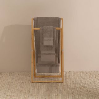 Toalla Baño Rizo Algodón Bambú Sublim Gris 30x50 cm