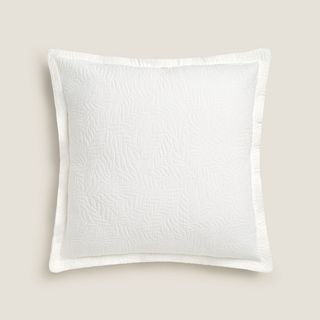 Funda Cojín Algodón Jacquard Hojas Rexi Blanco 55x55 cm