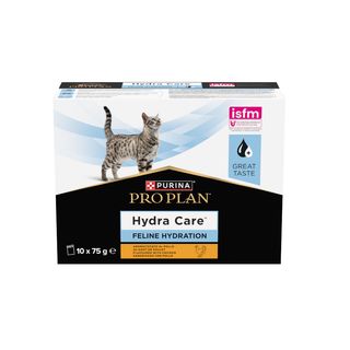 10 saquetas x 75 g Pro Plan Veterinary diets Hydra Care Suplemento húmido de frango para gatos