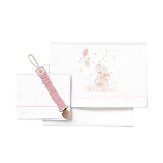 Triptico Sábanas cuna de 120*60 Elefante Bco/Rs-03244/RS