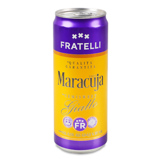 Напій винний Fratelli MaracujaGiallo білий напівсолодкий газований з/б 0,33л
