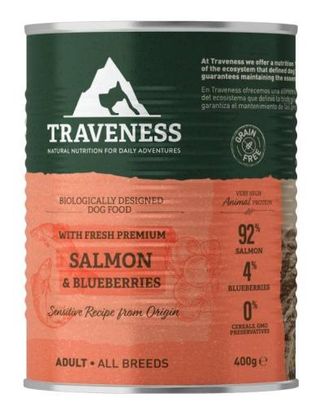 Traveness Comida Húmeda para Perros de Salmón con Arándanos (400 gr) 8436579244170