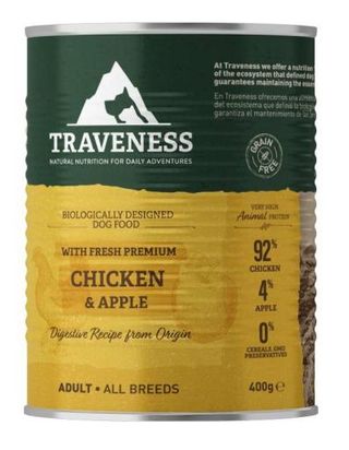 Traveness Comida Húmeda para Perros de Pollo con Manzanas (400 gr) 8436579244194