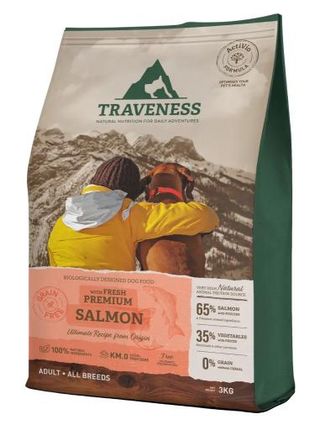 Traveness Pienso Natural Grain Free Receta de Salmón Sensitive para Perros (3 Kg) 8436607320692