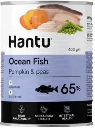 Hantu Comida Húmeda Ocean Fish con Calabaza y Guisantes para Perros Adultos (400 gr) 8436607321125