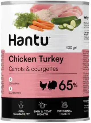 Hantu Comida Húmeda de Pollo y Pavo con Zanahorias y Calabacín para Perros Adultos (400 gr) 8436607321118