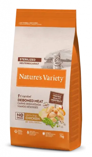 Nature's Variety Pienso No Grain de Pollo Campero para Gatos Esterilizados (7 KG) 8410650271606