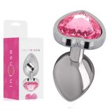 Plug Joya Anal Metal Aluminio Corazón Rosa (talla M)
