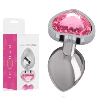 Plug Joya Anal Aluminio Corazón Rosa Talla M Regalo Pareja